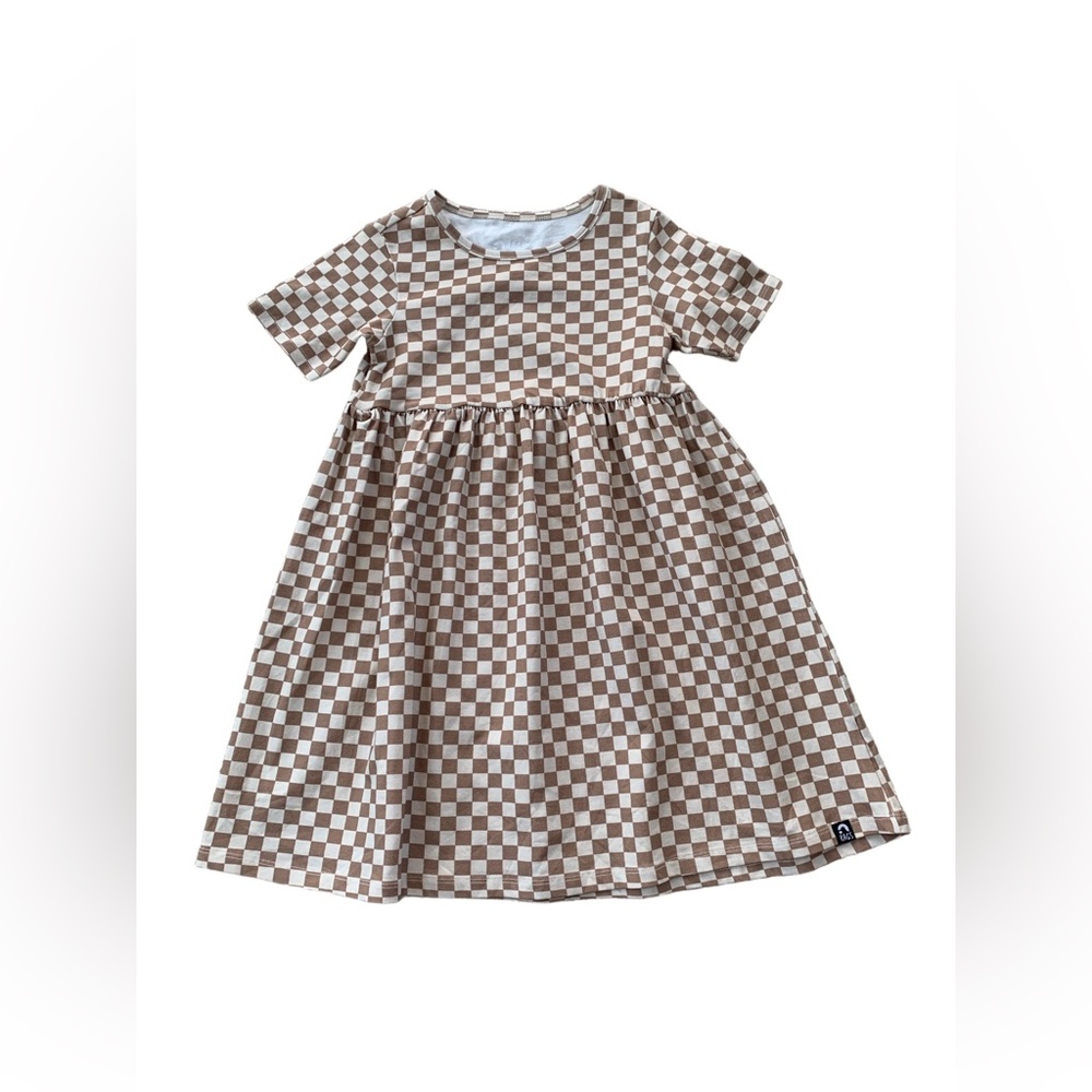 Rags Size 5/6 Camel Check Neutral Essentials Short Sleeve Dress